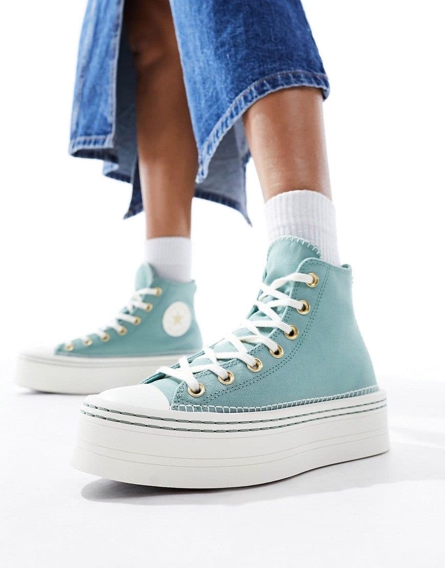 Converse мятные высокие на платформе A07547C