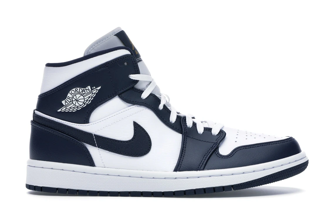 Nike Jordan 1 Mid White Metallic Gold Obsidian