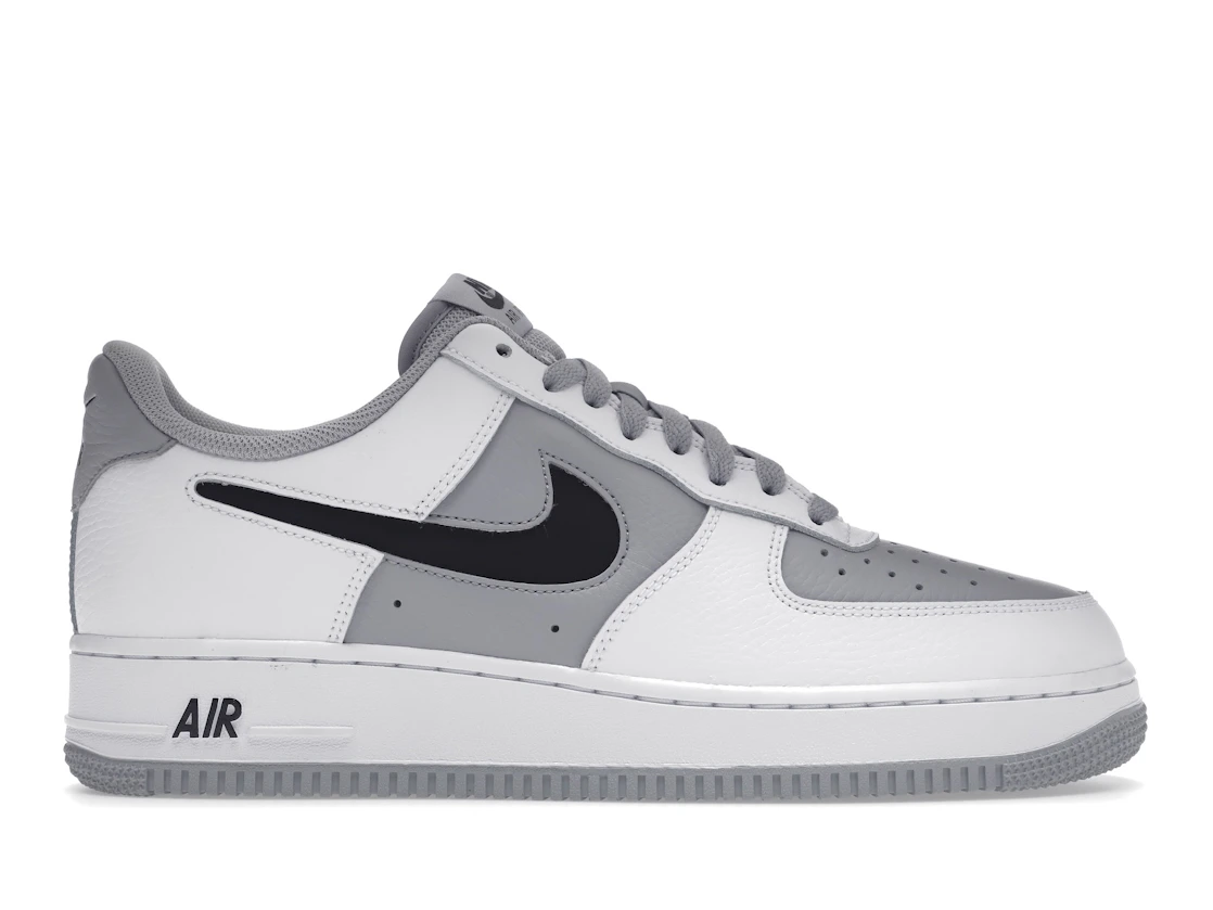 Nike Air Force 1 Low Cut-Out White Grey Black Swoosh