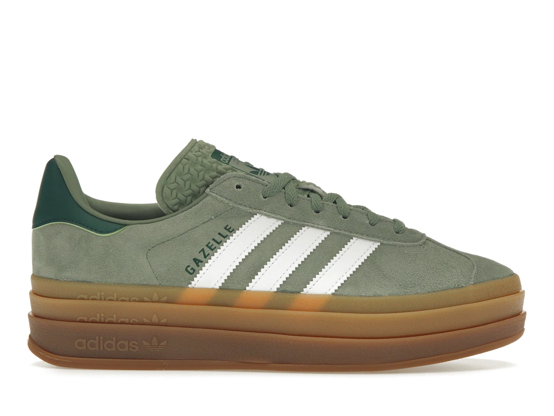 Adidas Gazelle Bold Silver Green Gum (Womens)