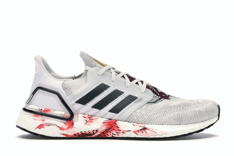 Adidas Ultra Boost 2020 Running Crystal WhiteCore BlackSolar Red