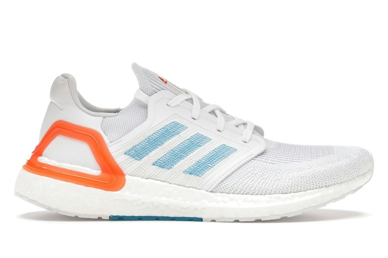 Adidas Ultra Boost 20 White Sharp Blue True Orange