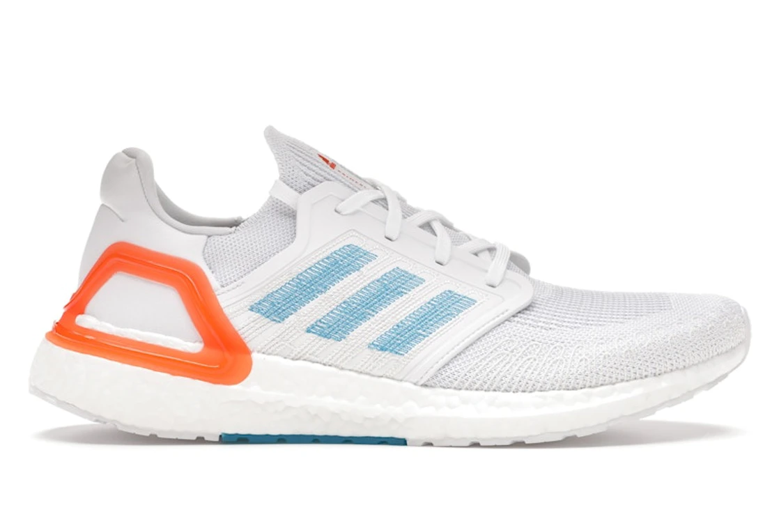 Adidas Ultra Boost 20 White Sharp Blue True Orange