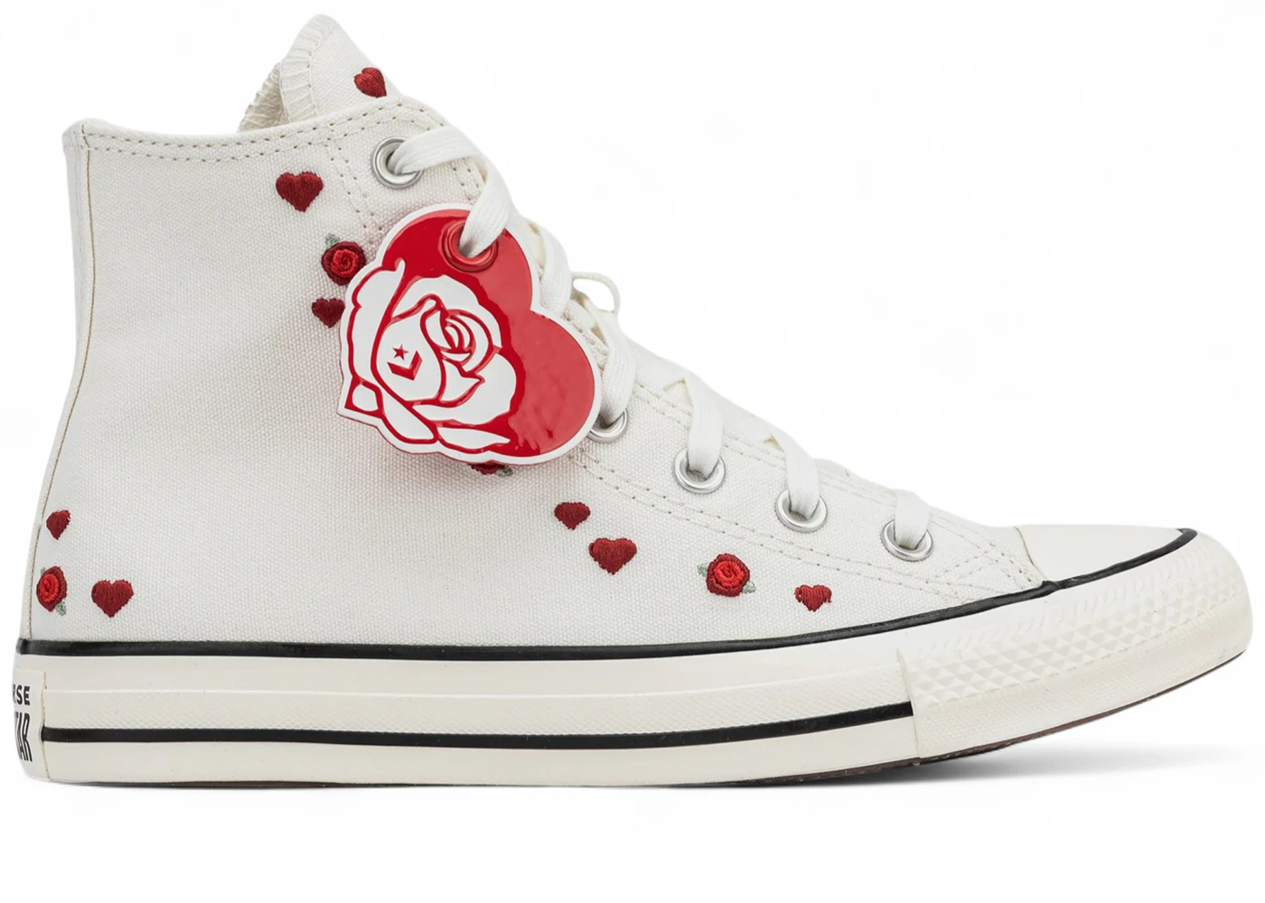 Converse All Star белые высокие с сердечком A13650C