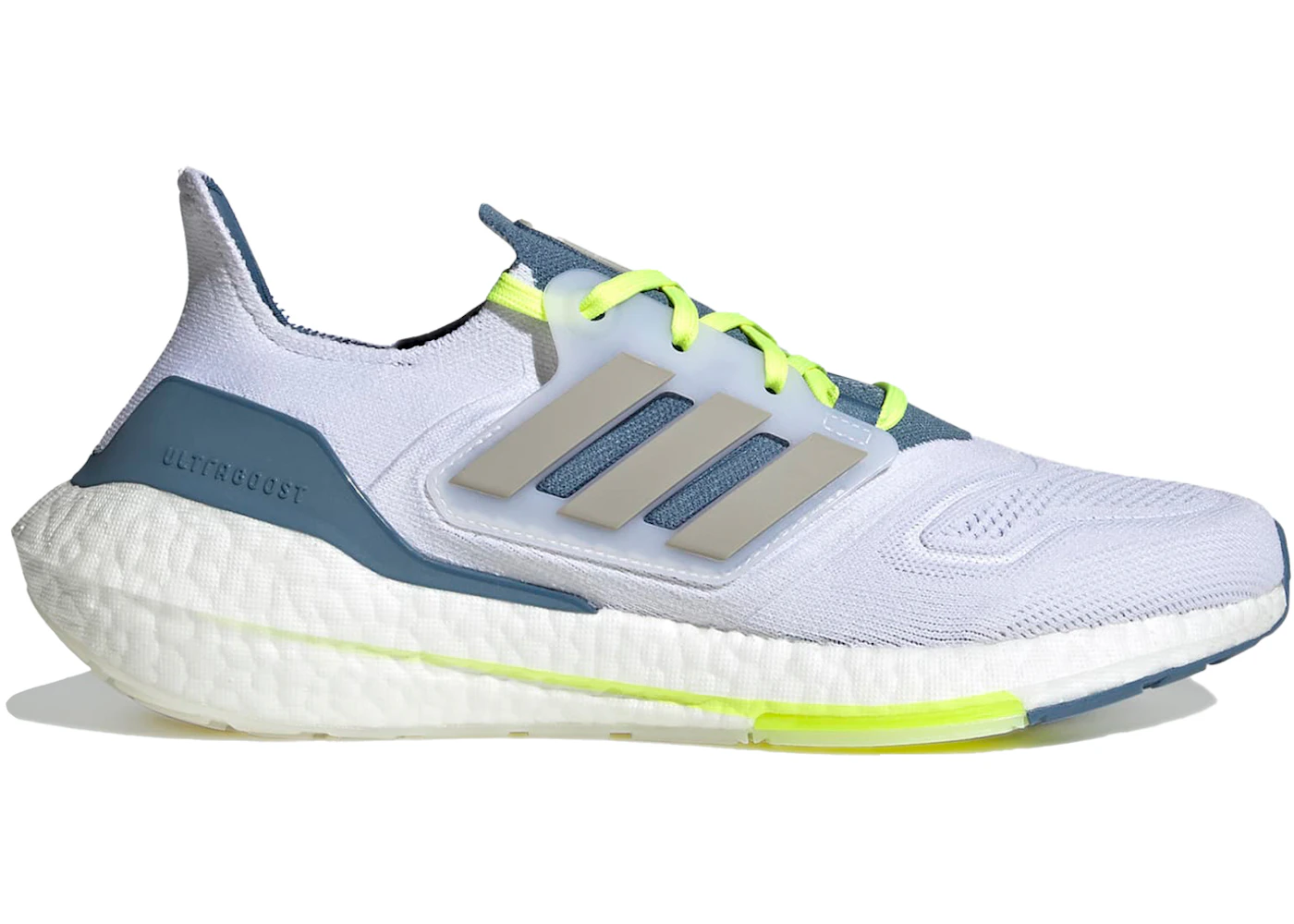 Adidas Ultra Boost 22 White Metal Grey Linen Green